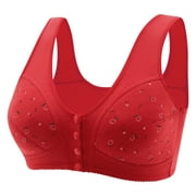 Njoeus Womens Bras Womens Bra Women's Sexy Printed Front Closure Bras for Women No Underwire Underwear Soft Cotton Bra Women Plus Size Comfortable Wireless Bra Bralette M-7Xl Workout Bras for Women